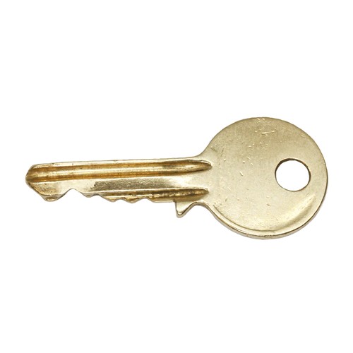 55 - A yellow metal key, weight 10.4g, length 53mm, complete with working lock and other keys.