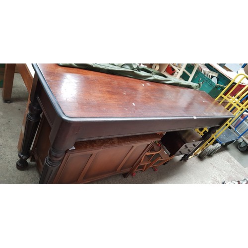 958 - A Victorian mahogany side table, length 223cm.