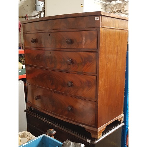 978 - A 19th century mahogany bow front chest of drawers on bracket feet.