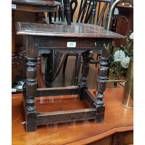 975 - A 17th century style joined oak stool, circa 1800s.