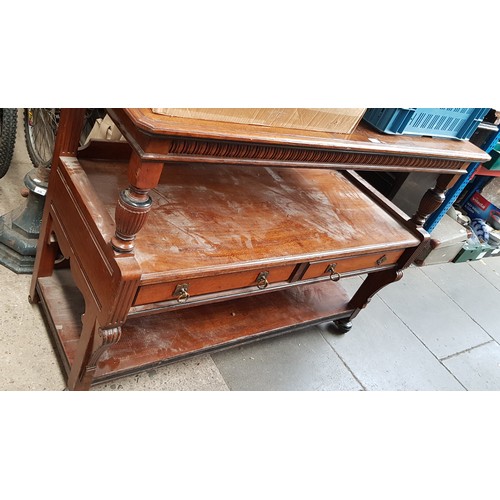 977 - A Victorian oak buffet/serving table by Lamb of Manchester.