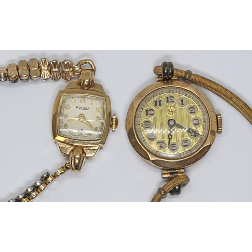 82 - Two 9ct gold cased ladies wristwatches.