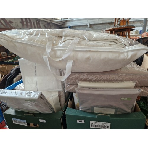 155 - 2 boxes of unused bed linen including M&S etc