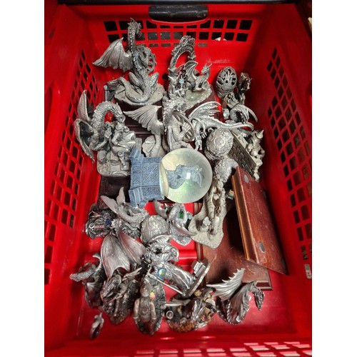 147 - A box of Myth and Magic pewter dragon figures.