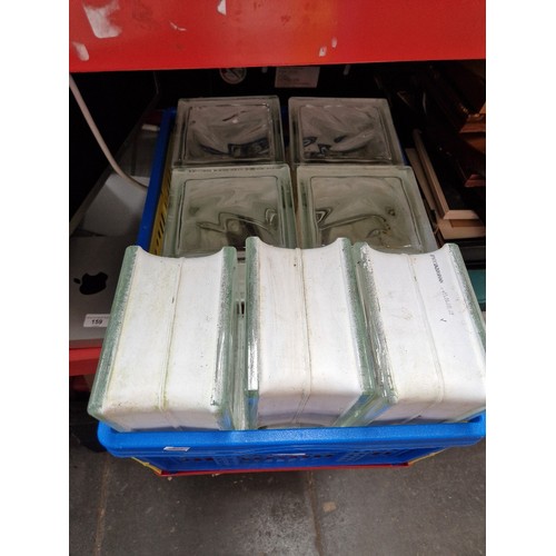 160 - A box of clear glass bricks - approx. 15