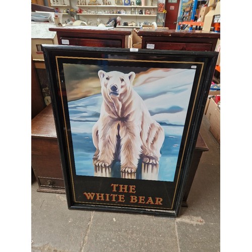 182 - A large metal pub sign 'THE WHITE BEAR', 85cm x 116cm.