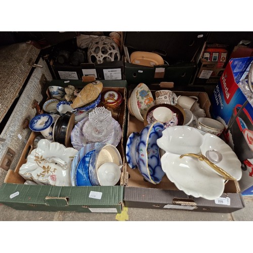 208 - Two boxes of assorted china including Chinese 18th century export etc.