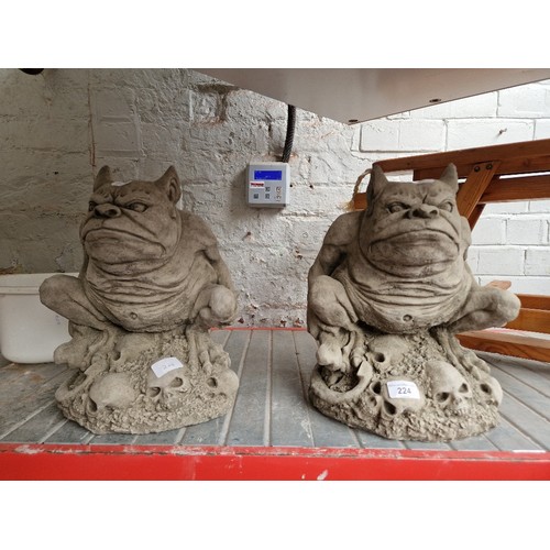 224 - 2 concrete garden gargoyles