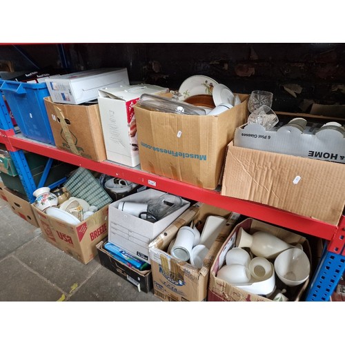 235 - 12 boxes of kitchenalia including glass dishes, scales etc