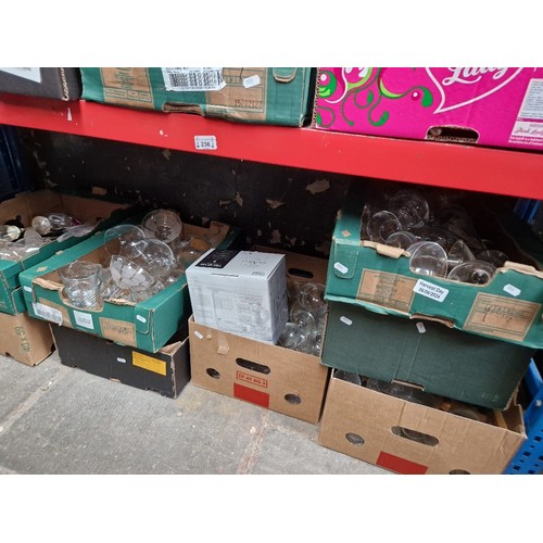 236 - 8 boxes of glass ware - mainly drinking glasses