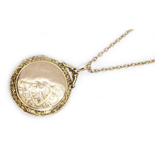 67 - A hallmarked 9ct gold locket on 42cm chain marked '9ct', gross weight 6.5g.