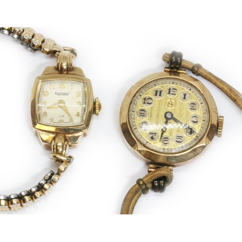 82 - Two 9ct gold cased ladies wristwatches.