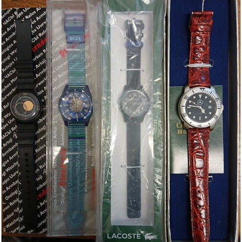 112 - A group of four assorted wristwatches comprising an Immersion Stendardo, a Lacoste, a Paketa and a M... 