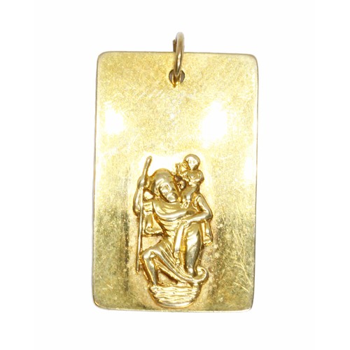 115 - A hallmarked 9ct gold St Christopher pendant, length 32mm, weight 6.6g.