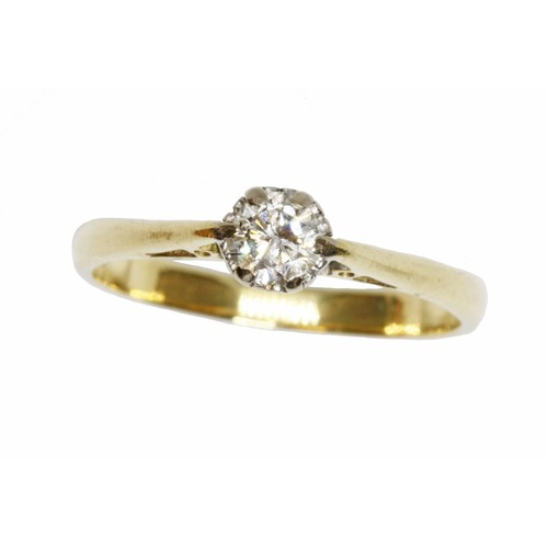 117 - A single stone diamond solitaire ring, the round brilliant cut stone weighing approximately 0.32cts,... 