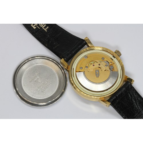 97 - A Tissot Seastar gold plated  automatic wristwatch, ref. 44521, cal. 2481, case diameter 34mm, leath... 