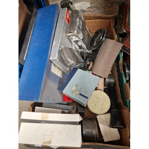 149 - 4 boxes of photographic equipment and darkroom accessories, including plate camera