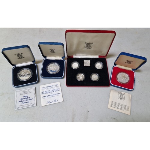 282 - A group of four Royal Mint silver proof coins/sets comprising of a 1984-1987 UK £1 silver proof coll... 