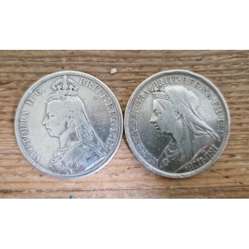 304 - Two Victoria crowns, 1887 & 1893.