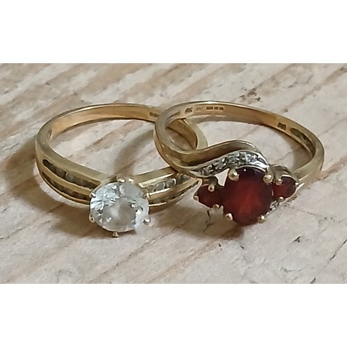 245 - Two hallmarked 9ct gold rings, gross weight 6g, size T.