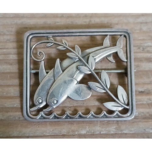 227 - ARNO MALINOWSKI for GEORG JENSEN: a sterling silver brooch number 251, 37mm x 31mm.