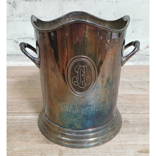 184 - A Louis Roederer twin handled silver plated champagne bucket, height 23.5cm.