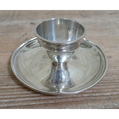 210 - A hallmarked silver egg cup, diameter 10cm, weight 3.3ozt.