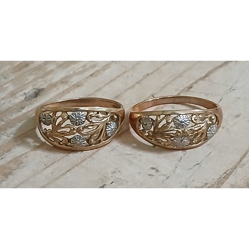 247 - Two hallmarked 9ct gold rings, weight 5.4g, size T & V.