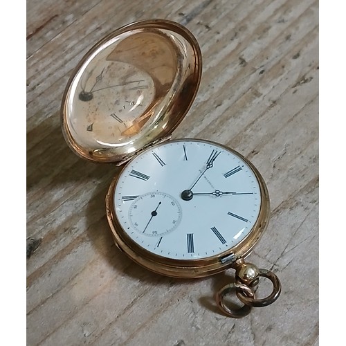 260 - A ladies full hunter pocket watch, white enamel dial signed Thomas Russell, the inner case marked '1... 