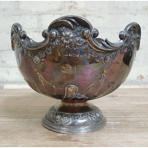 185 - A hallmarked silver pedestal bowl, diameter 24cm, height 17.5cm, weight 19.19ozt.