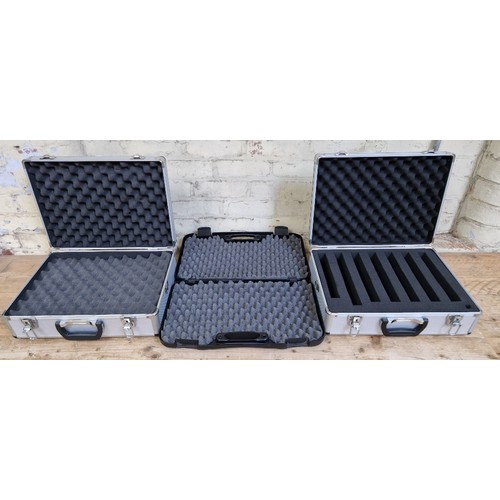 38 - A groupf of 3 air pistol cases comprising of 2 aluminium & 1 plastic with internal foam.