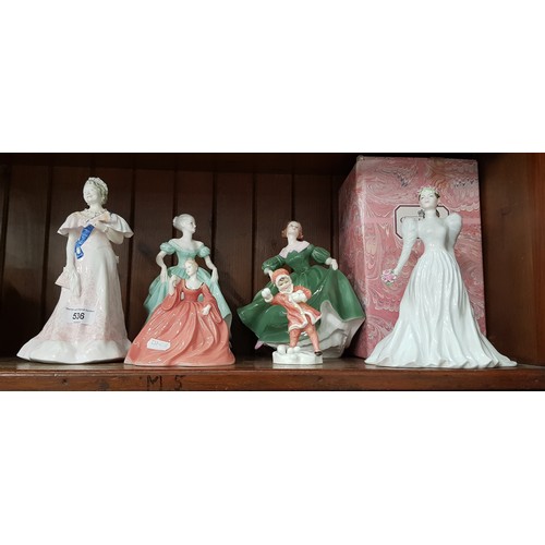 536 - 4 Coalport figurines including 3 Ladies of Fashion - Marie (boxed), Sally Anne & Henrietta together ... 