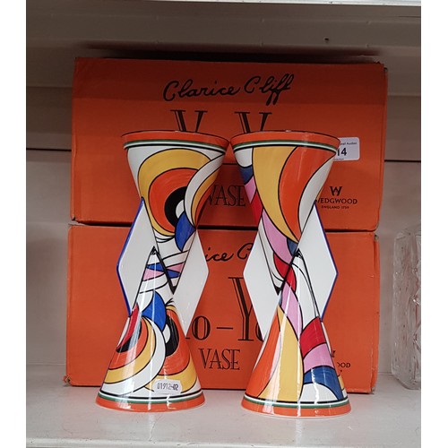 614 - Two Wedgwood Clarice Cliff Yo-Yo Swirls vases - boxed