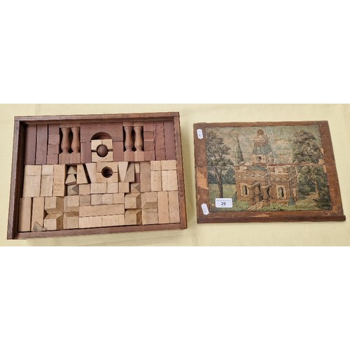 29 - A vintage wooden castle in original box