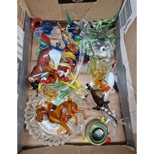 34 - A box of glass animal figures