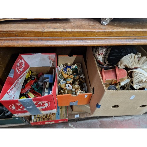 43 - 3 boxes to include model cars, dolls, Pendelfin figures etc