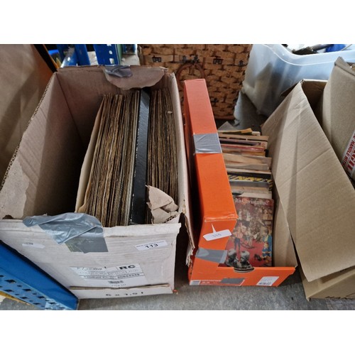 113 - A box of LPs and a box of 45 rpm records