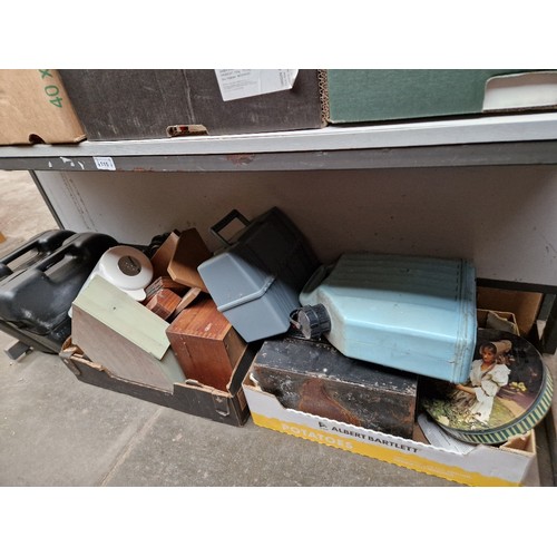 115 - Miscellaneous items to include motor bike panniers, treen, bug house (appears unoccupied), box of ol... 