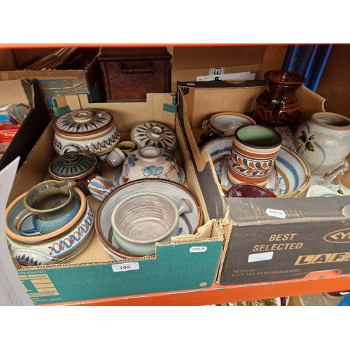 199 - Two boxes of glazed earthenware including Gods Hill ceramics.