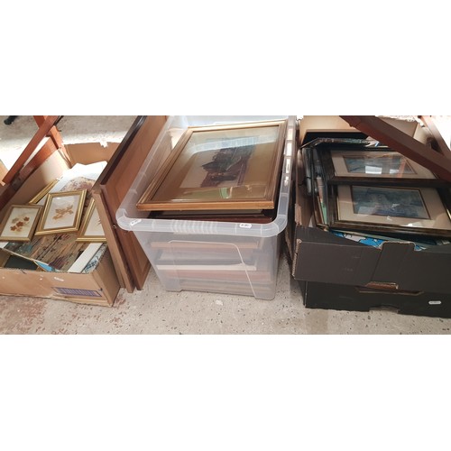 342 - Four boxes of pictures, and prints, some loose, including watercolours, etc.