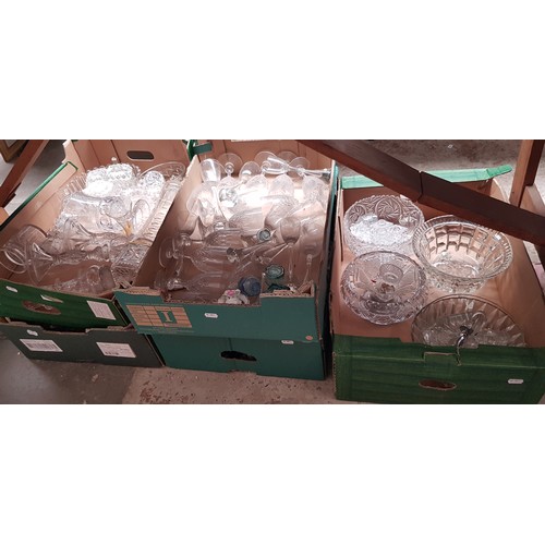 343 - Five boxes of assorted glassware.