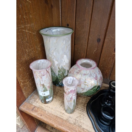 14 - Four Isle of Wight studio glass vases