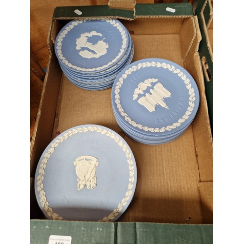 490 - A box of Wedgwood Chritmas plates, 26 in total.