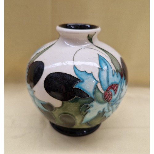 463 - A Moorcroft Sea Holly pattern squat vase, height appx 11cm