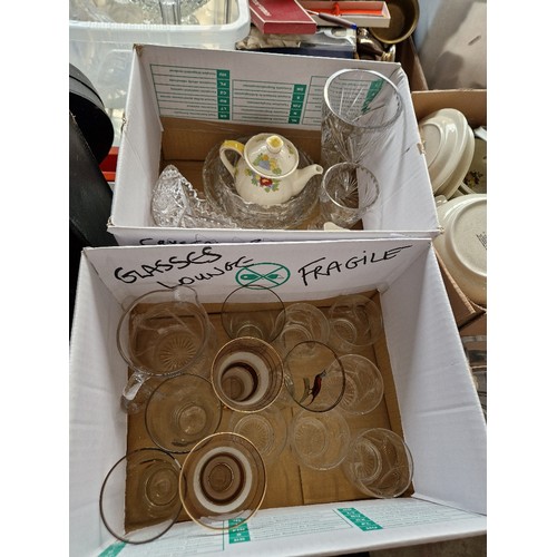 427 - 2 boxes of glass ware including glass bowls, tumblers, water set