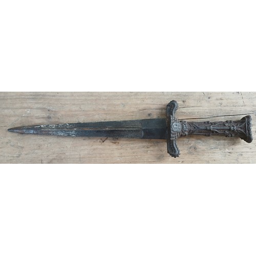 47 - A 19th century Gothic style cast iron dagger, length 34.5cm.