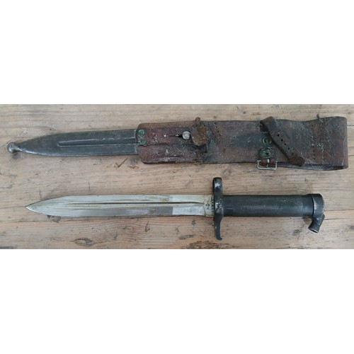 45 - A Swedish M1896 bayonet with scabbard and leather sheath, total length 40cm.