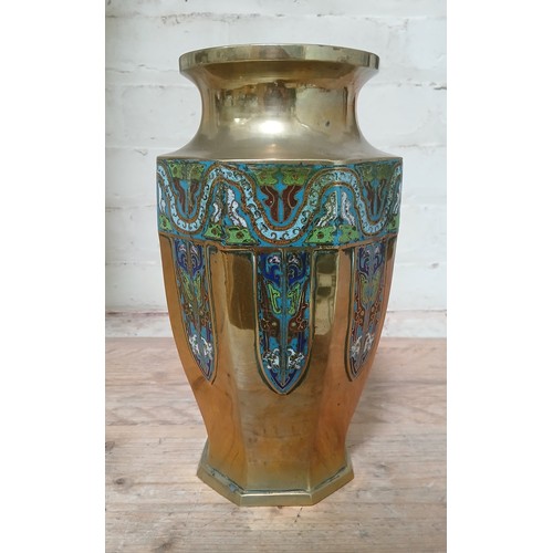 80 - A Chinese gilt bronze and cloisonne vase, height 31.5cm.