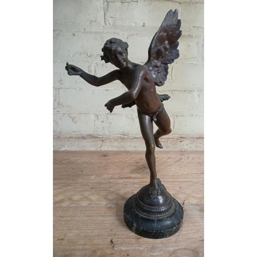 103 - Adolphe P Itasse (French 1830-1893), a bronze winged cupid with quiver of arrows, signed 'AP Itasse,... 