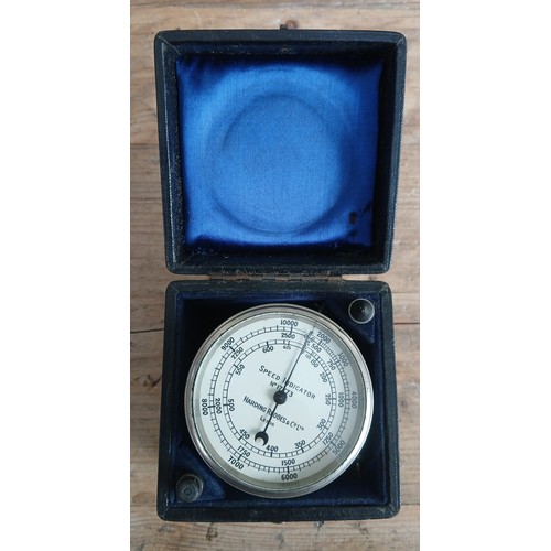 99 - A Harding Rhodes & Co speed indicator with case.